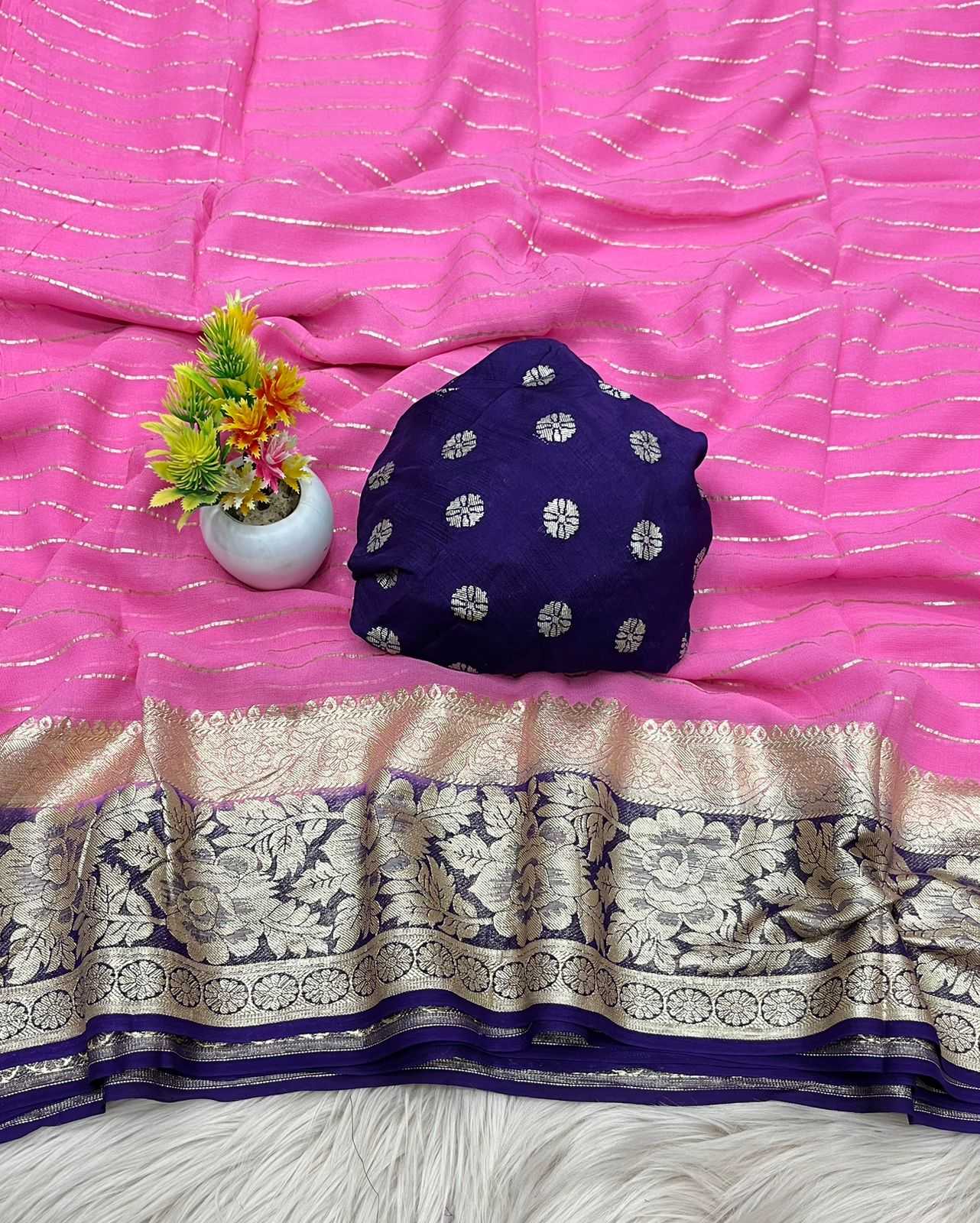 Ynf Pure Viscos RIN198 NAINA Sarees Wholesale Georgette Sarees Zari Border Sarees Viscose Saree Manufacturer