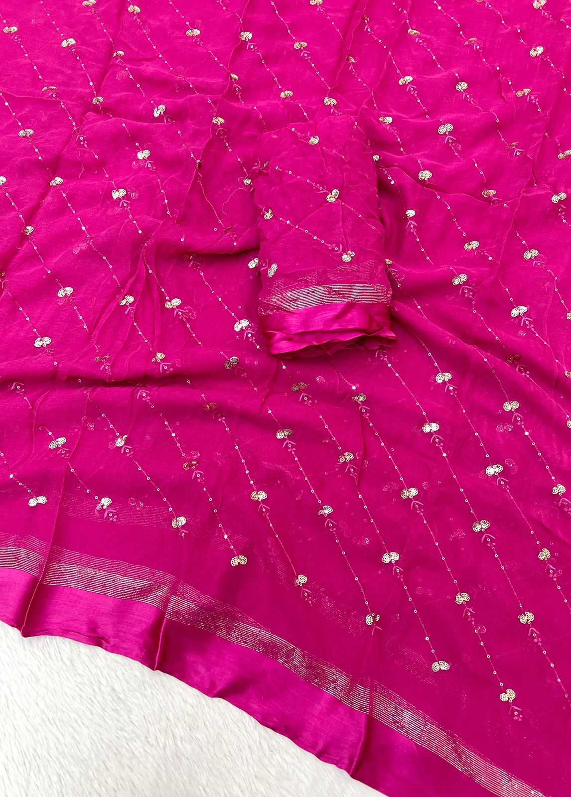 Ynf Pure Viscos RIN198 Satin Patta Sarees Wholesale Georgette Sarees Sequin Sarees Viscose Saree Manufacturer