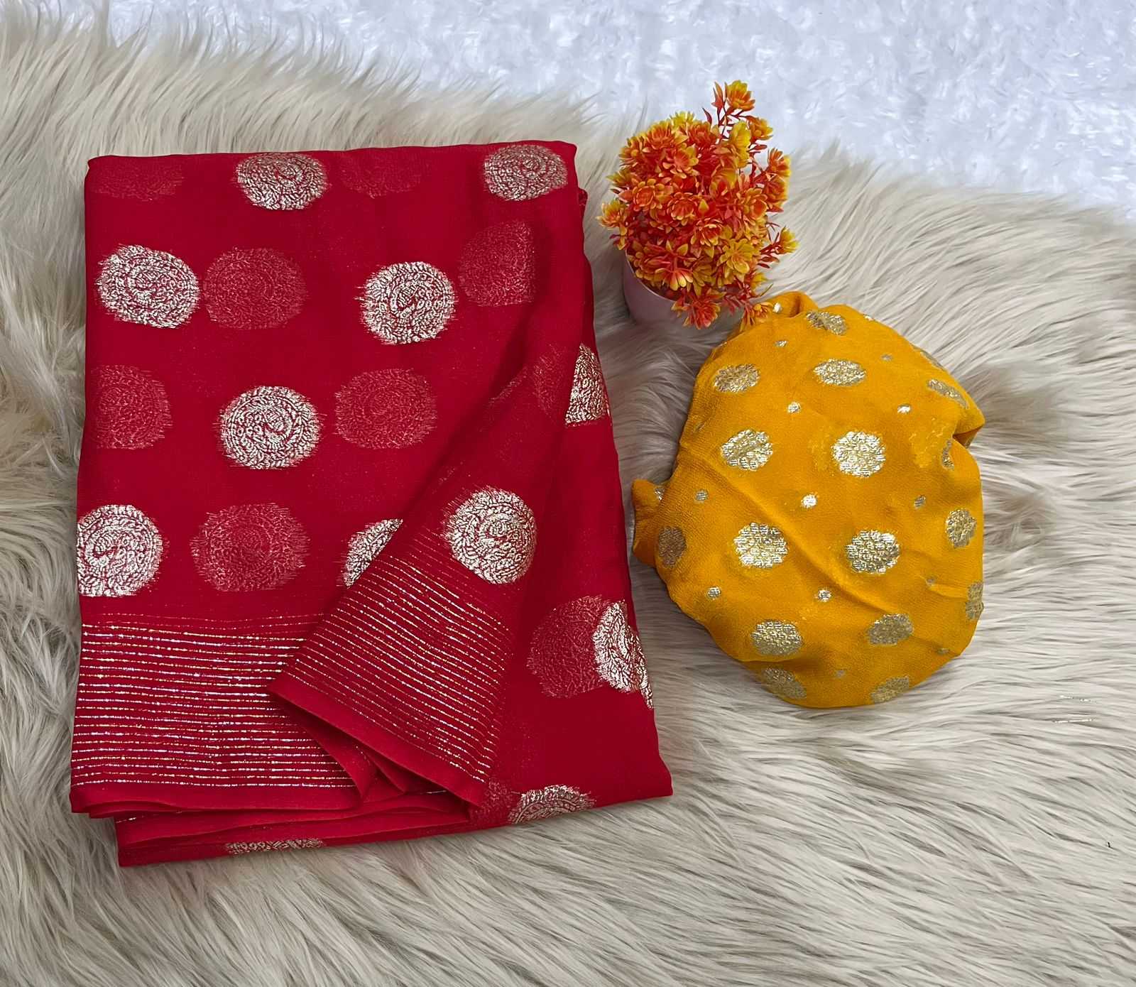 Ynf Pure Viscos RIN222 GULSHAN Sarees Wholesale Georgette Sarees Zari Border Sarees Viscose Saree Manufacturer
