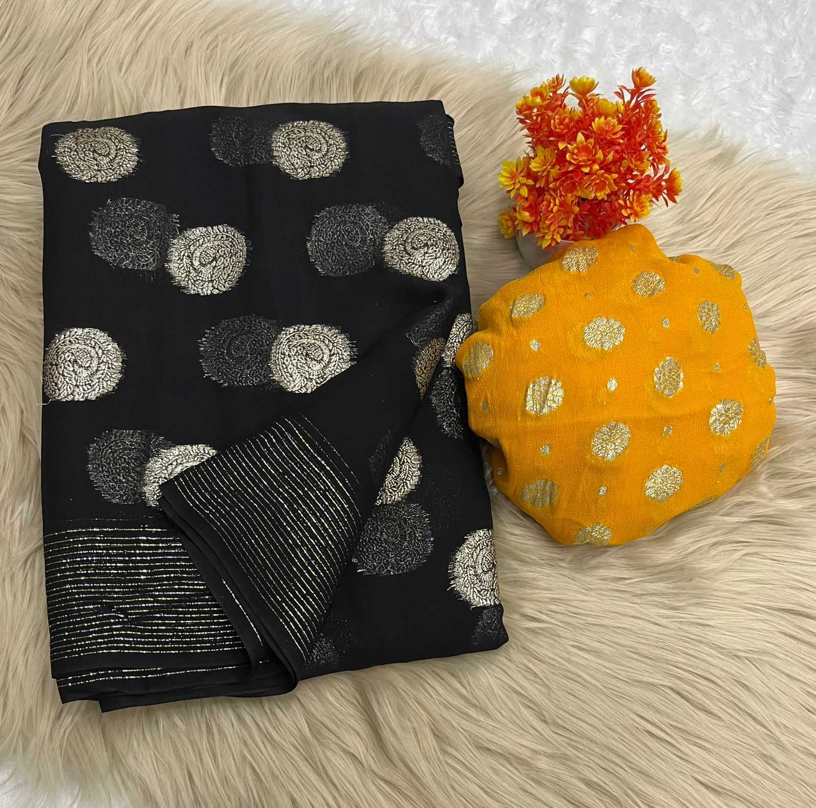 Ynf Pure Viscos RIN222 GULSHAN Sarees Wholesale Georgette Sarees Zari Border Sarees Viscose Saree Manufacturer