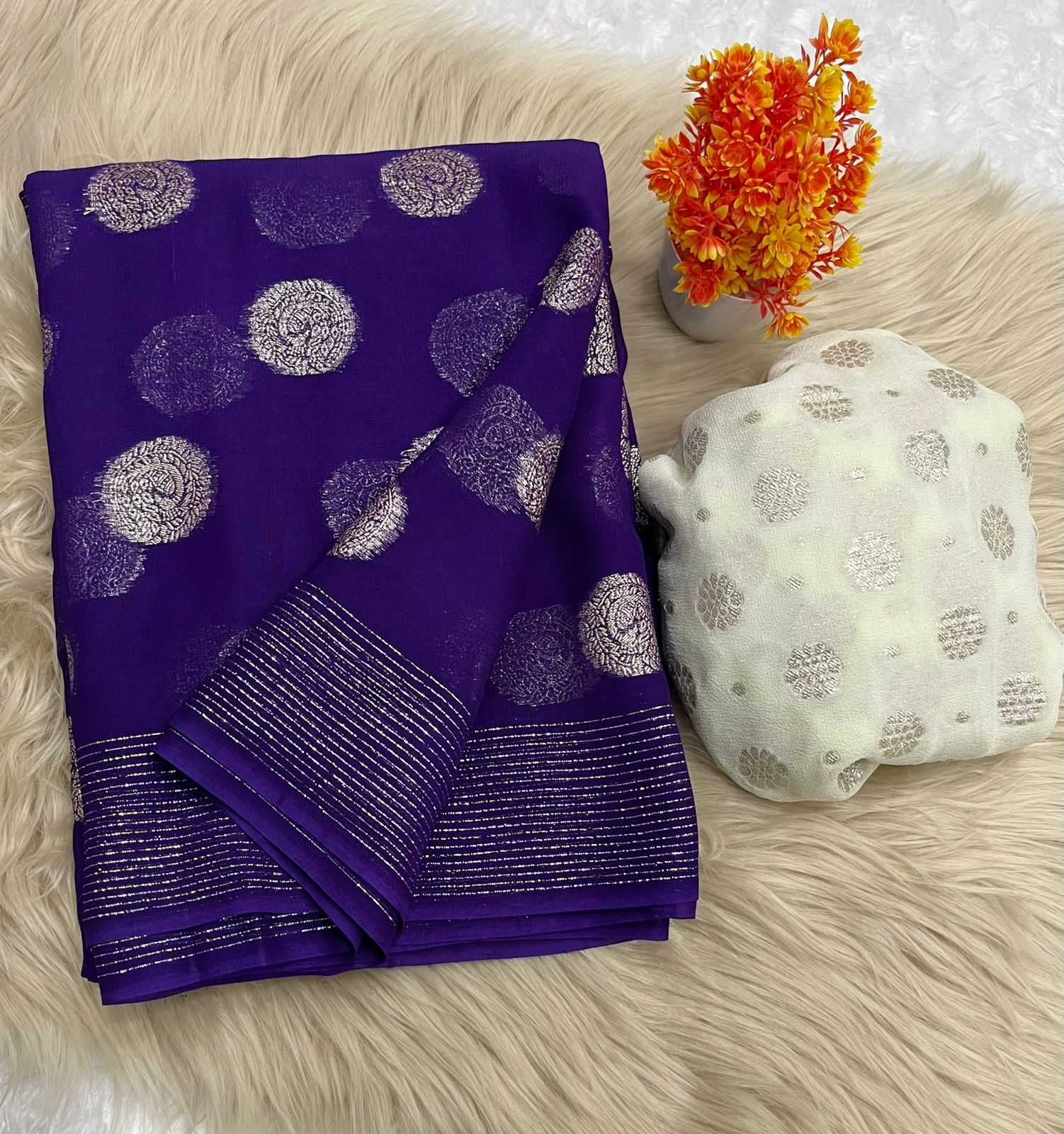 Ynf Pure Viscos RIN222 GULSHAN Sarees Wholesale Georgette Sarees Zari Border Sarees Viscose Saree Manufacturer