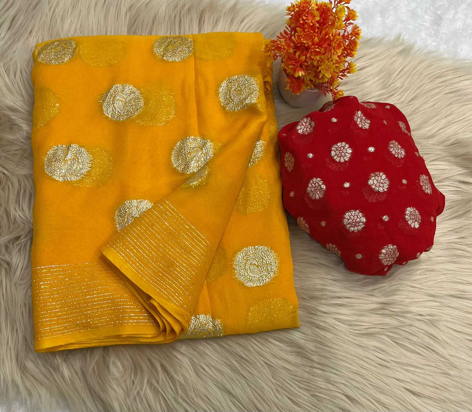 Ynf Pure Viscos RIN222 GULSHAN Sarees Wholesale Georgette Sarees Zari Border Sarees Viscose Saree Manufacturer