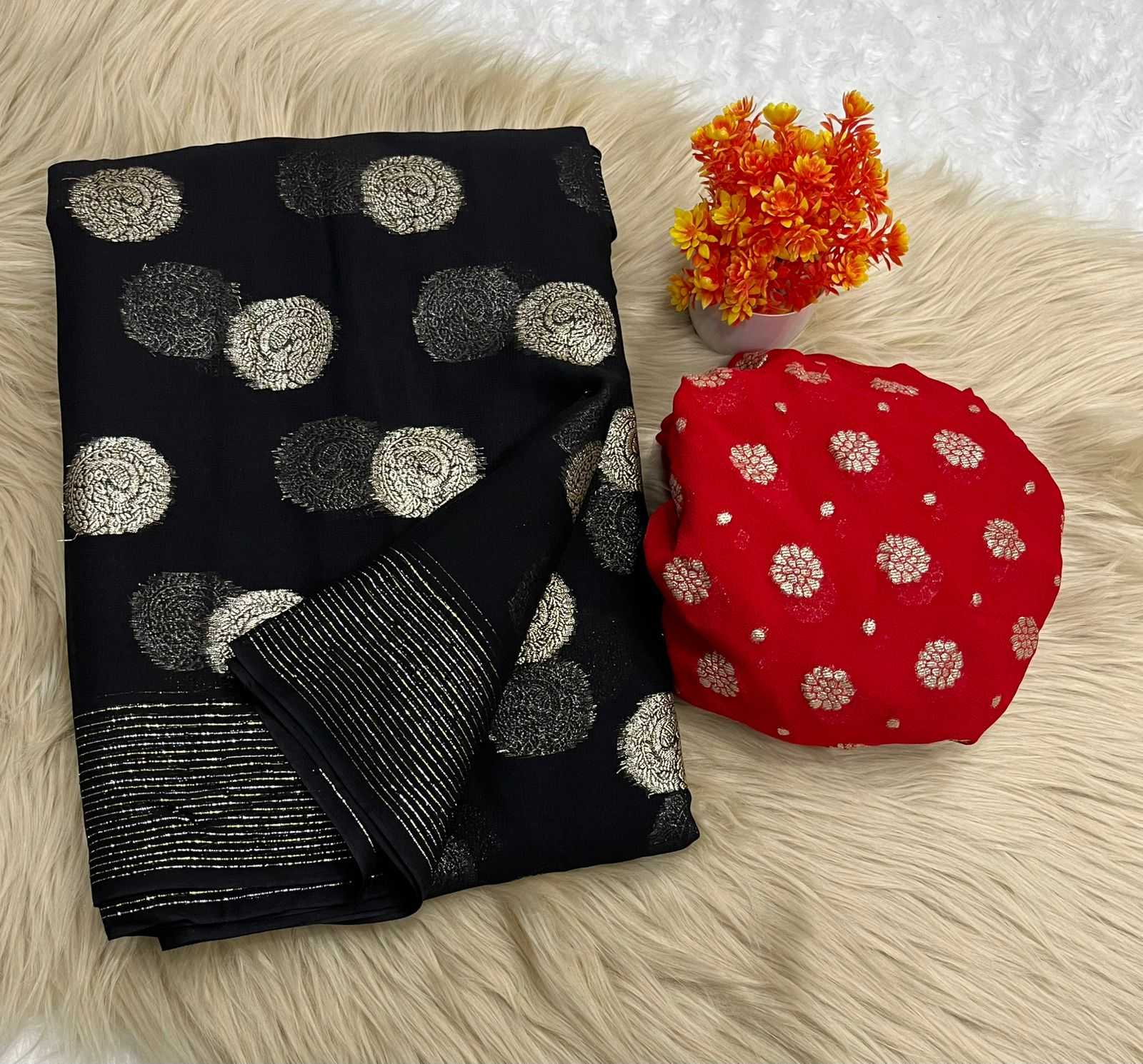 Ynf Pure Viscos RIN222 GULSHAN Sarees Wholesale Georgette Sarees Zari Border Sarees Viscose Saree Manufacturer