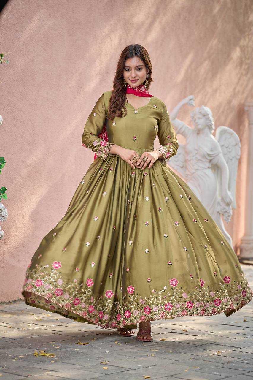 Ynf Rangoli Silk KESH506 147 Gowns Wholesale Fancy Gowns Embroidery Gowns Designer Gowns Manufacturer