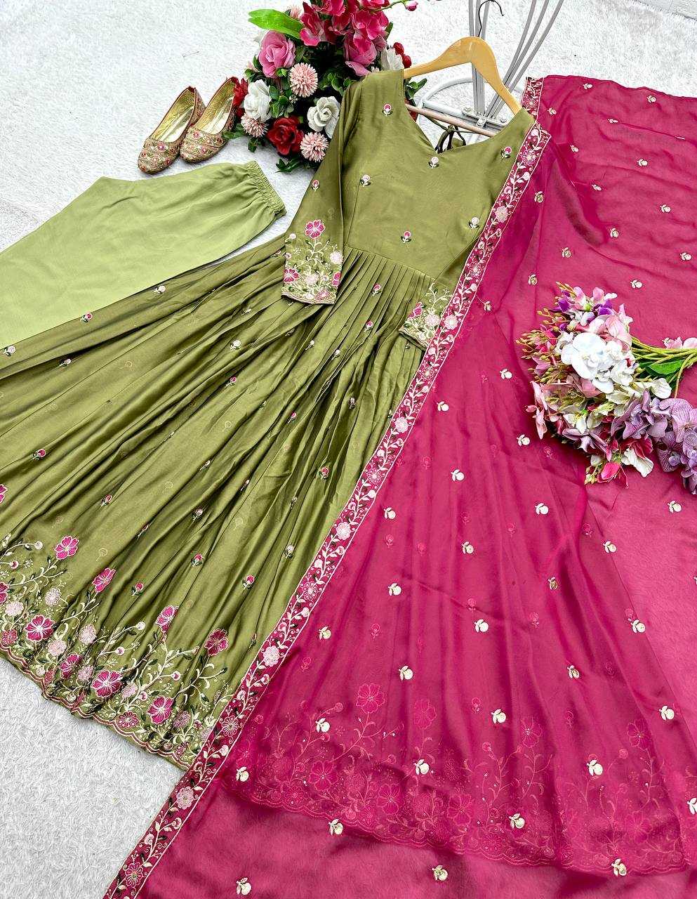 Ynf Rangoli Silk KESH506 147 Gowns Wholesale Fancy Gowns Embroidery Gowns Designer Gowns Manufacturer
