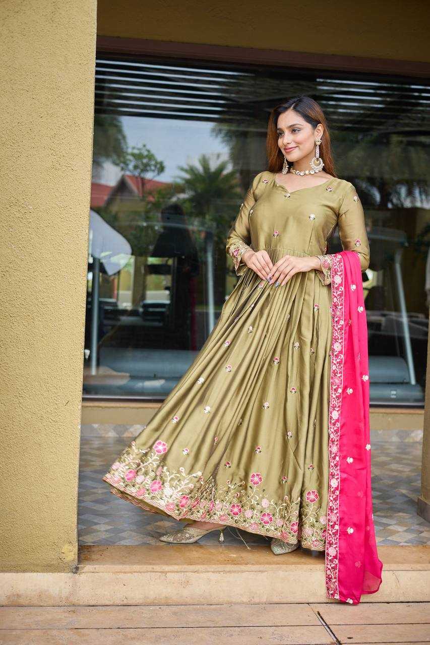 Ynf Rangoli Silk KESH506 147 Gowns Wholesale Fancy Gowns Embroidery Gowns Designer Gowns Manufacturer