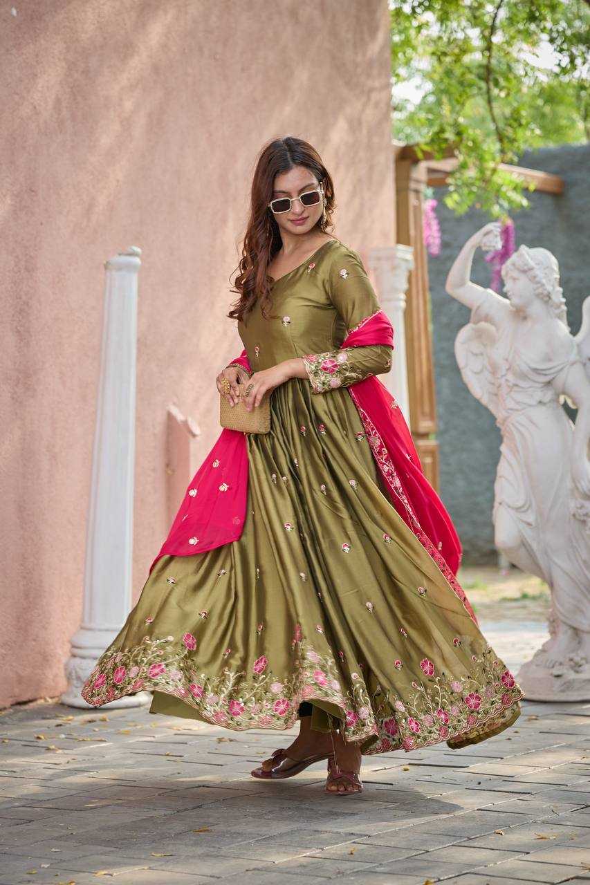 Ynf Rangoli Silk KESH506 147 Gowns Wholesale Fancy Gowns Embroidery Gowns Designer Gowns Manufacturer