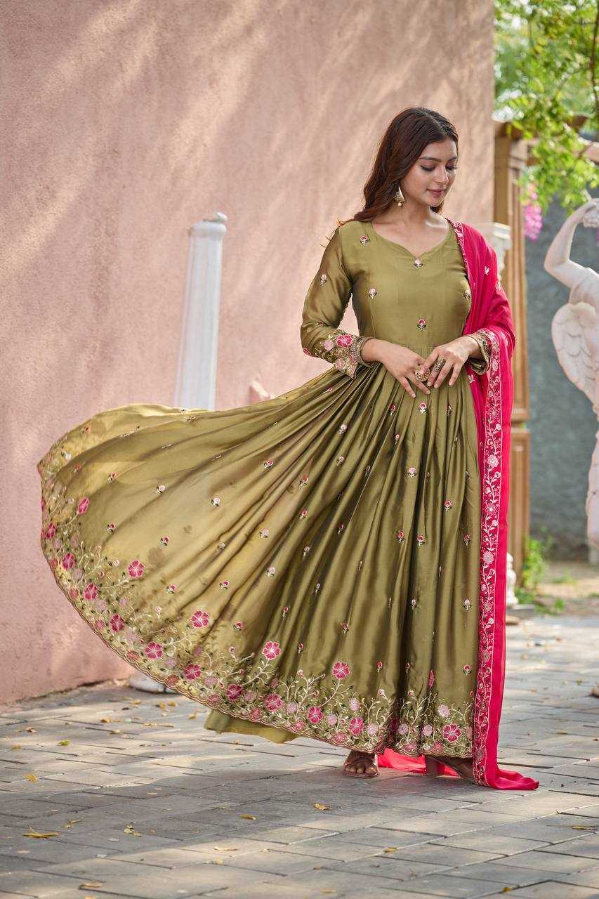 Ynf Rangoli Silk KESH506 147 Gowns Wholesale Fancy Gowns Embroidery Gowns Designer Gowns Manufacturer