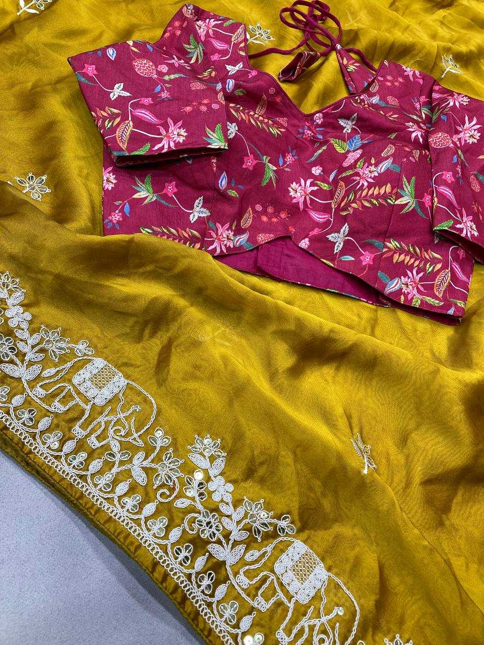Ynf Rangoli Silk RIN188 Chhava Sarees Wholesale Party Wear Sarees Fancy Sarees Embroidered Sarees Manufacturer