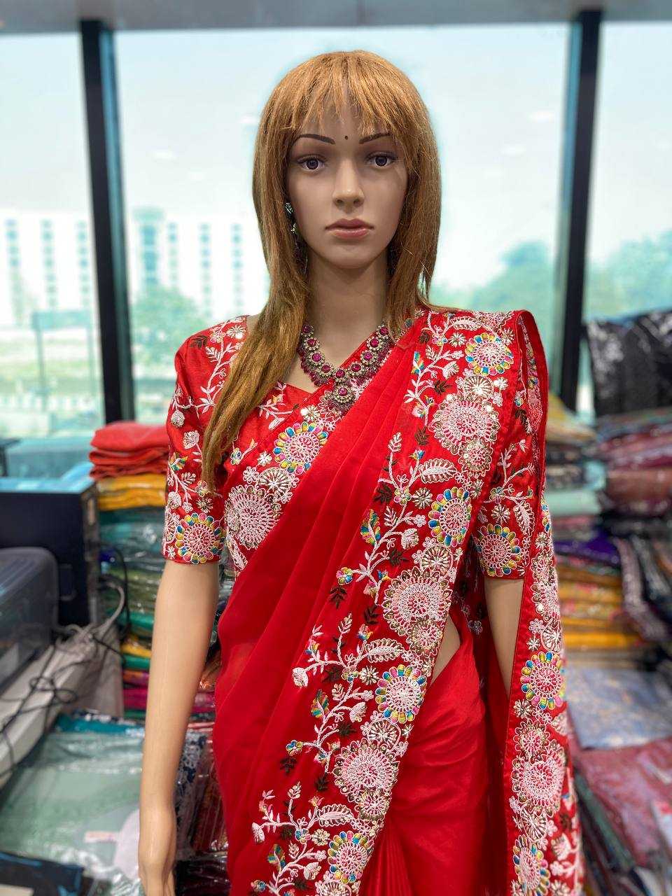Ynf Rangoli Silk RIN188 Sunflower Sarees Wedding Collections Festive Collections Wholesale Designer Sarees Embroidered Sarees Red Sarees Manufacturer