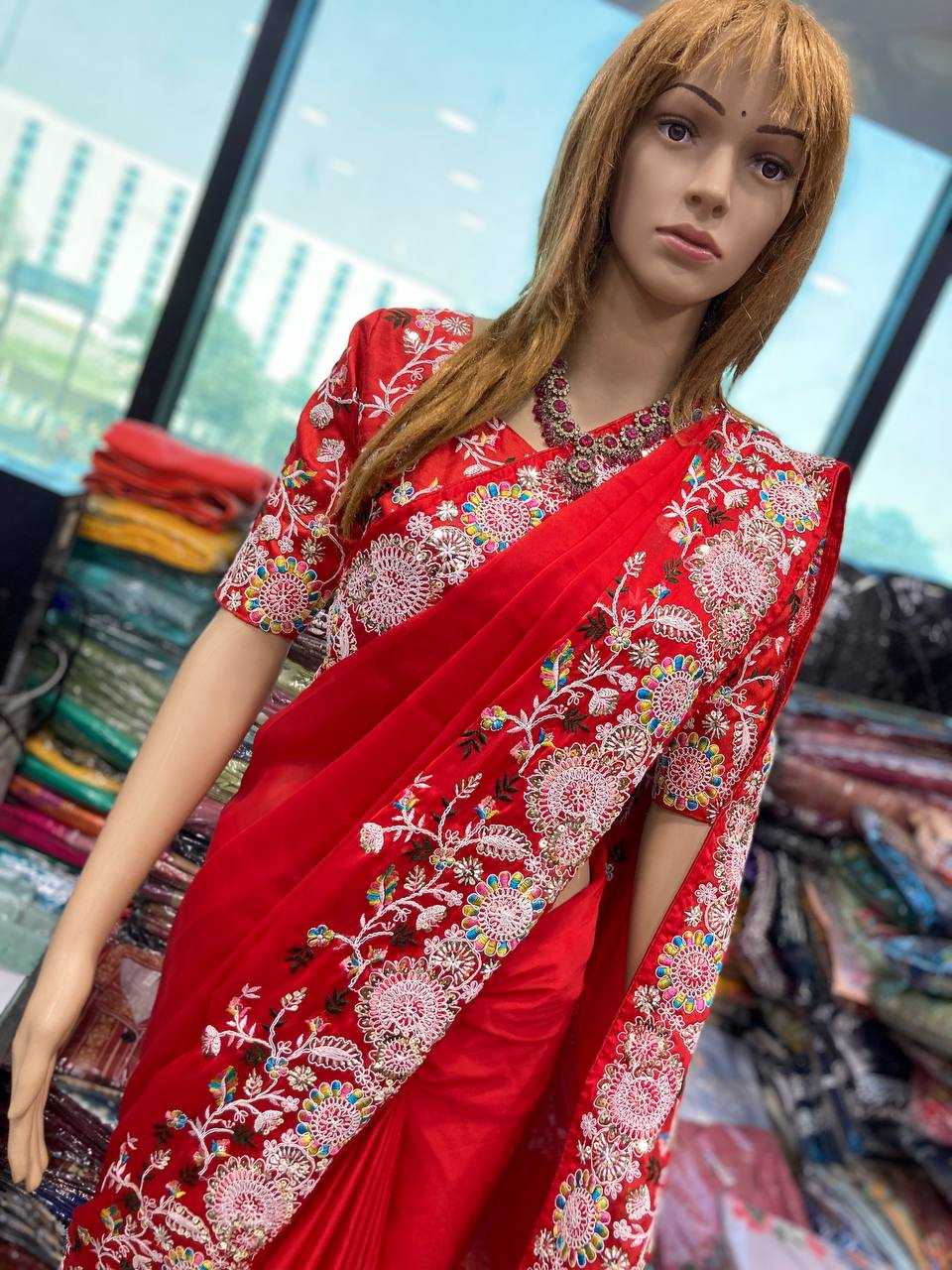 Ynf Rangoli Silk RIN188 Sunflower Sarees Wedding Collections Festive Collections Wholesale Designer Sarees Embroidered Sarees Red Sarees Manufacturer