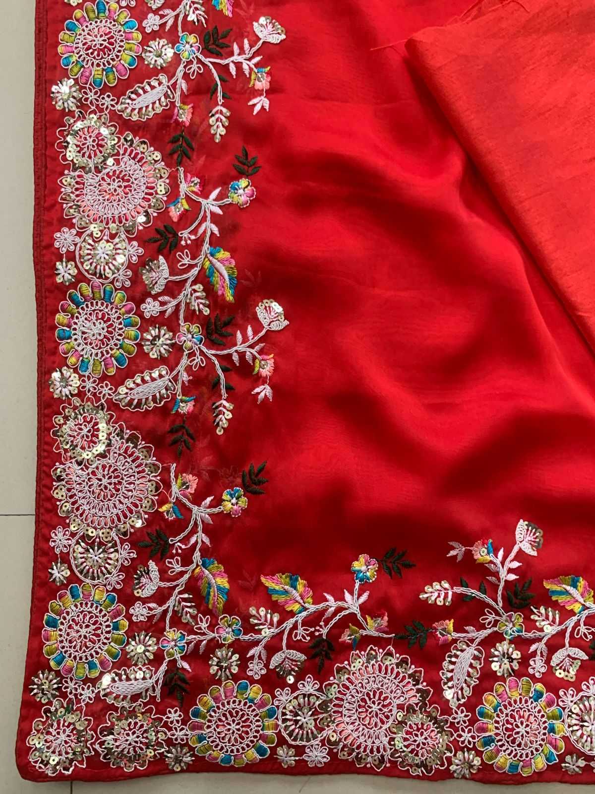 Ynf Rangoli Silk RIN188 Sunflower Sarees Wedding Collections Festive Collections Wholesale Designer Sarees Embroidered Sarees Red Sarees Manufacturer