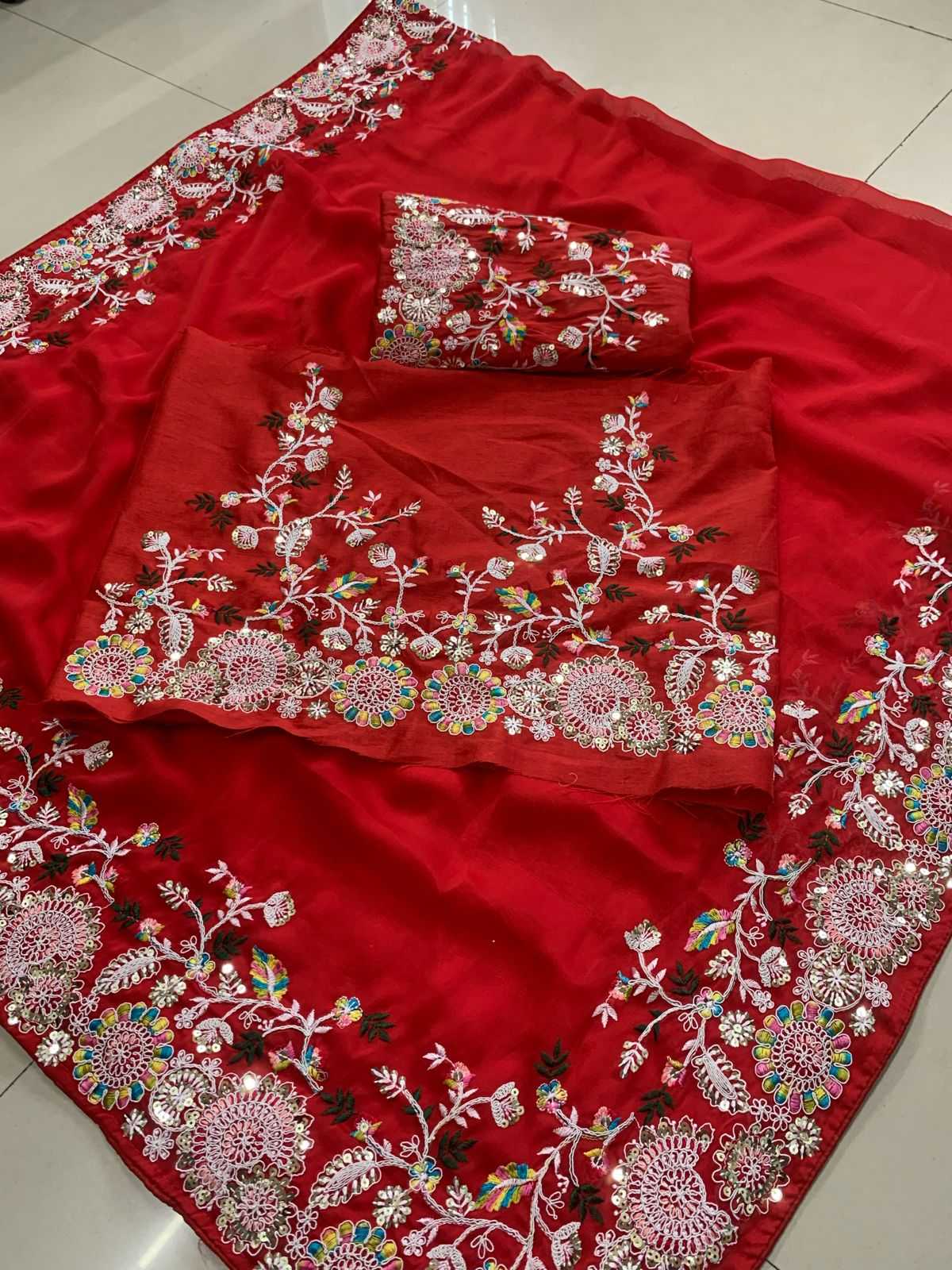Ynf Rangoli Silk RIN188 Sunflower Sarees Wedding Collections Festive Collections Wholesale Designer Sarees Embroidered Sarees Red Sarees Manufacturer