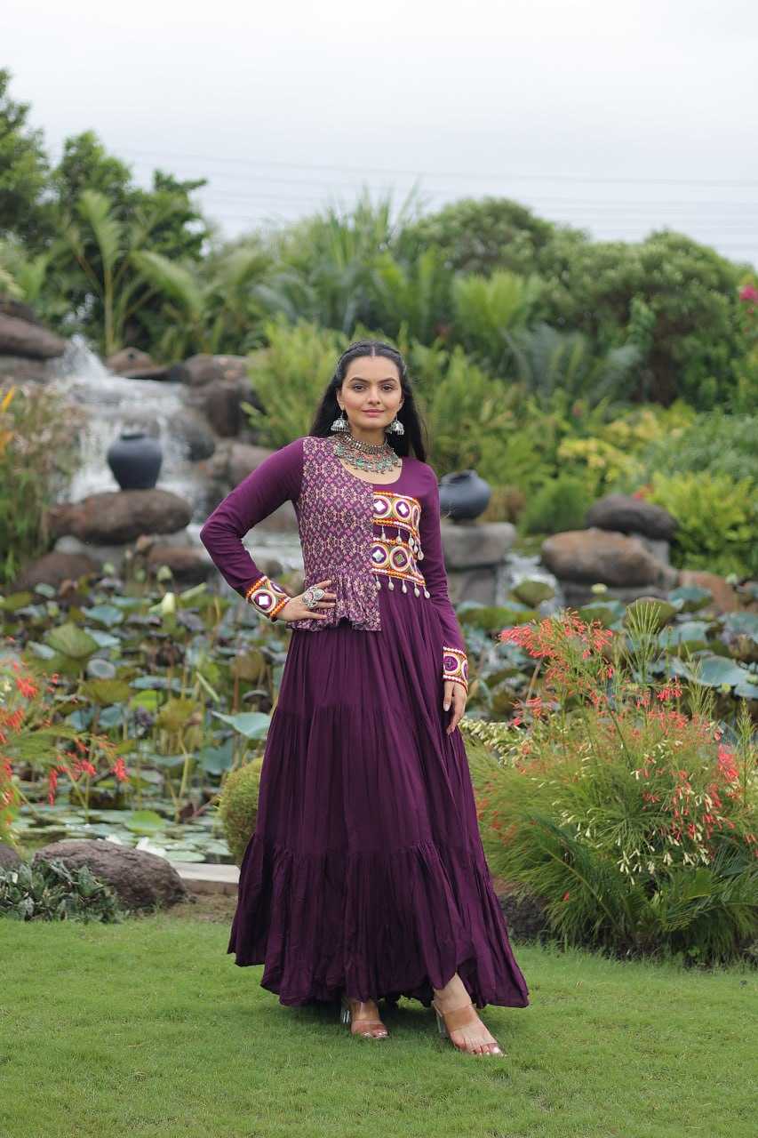 Ynf Rayon KESH491 9257 Gowns Festive Collections Wholesale Printed Gowns Fancy Gowns Embroidered Gown Manufacturer
