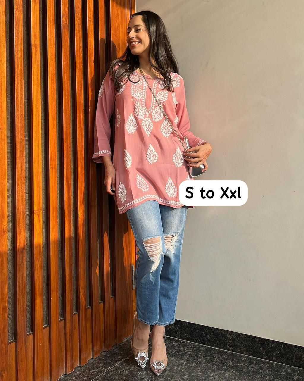Ynf Rayon KESH502 Chikan Tops Kurti Wholesale Rayon Kurtis Embroidered Kurtis Chikan Kurti Manufacturer
