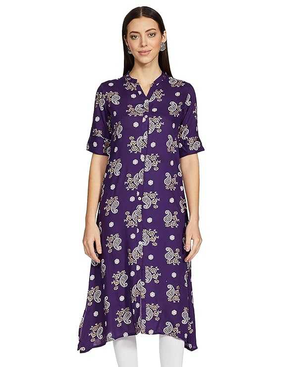 Ynf Rayon KESH559 Navyblue Kurti Wholesale Rayon Kurtis Flared Kurtis Manufacturer