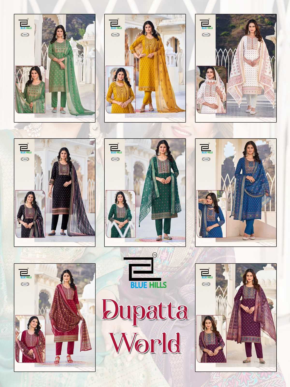Ynf Rayon RIN190 blue hills-DUPATTA WORLD Setwise Collections Wholesale Kurtis Catalogs Manufacturer
