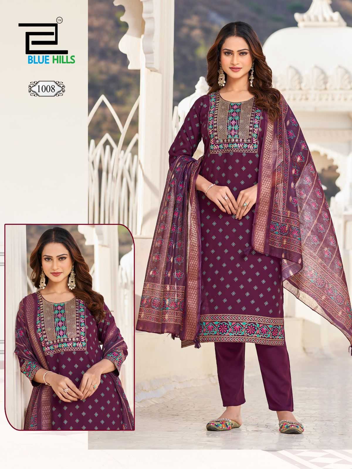 Ynf Rayon RIN190 blue hills-DUPATTA WORLD Setwise Collections Wholesale Kurtis Catalogs Manufacturer