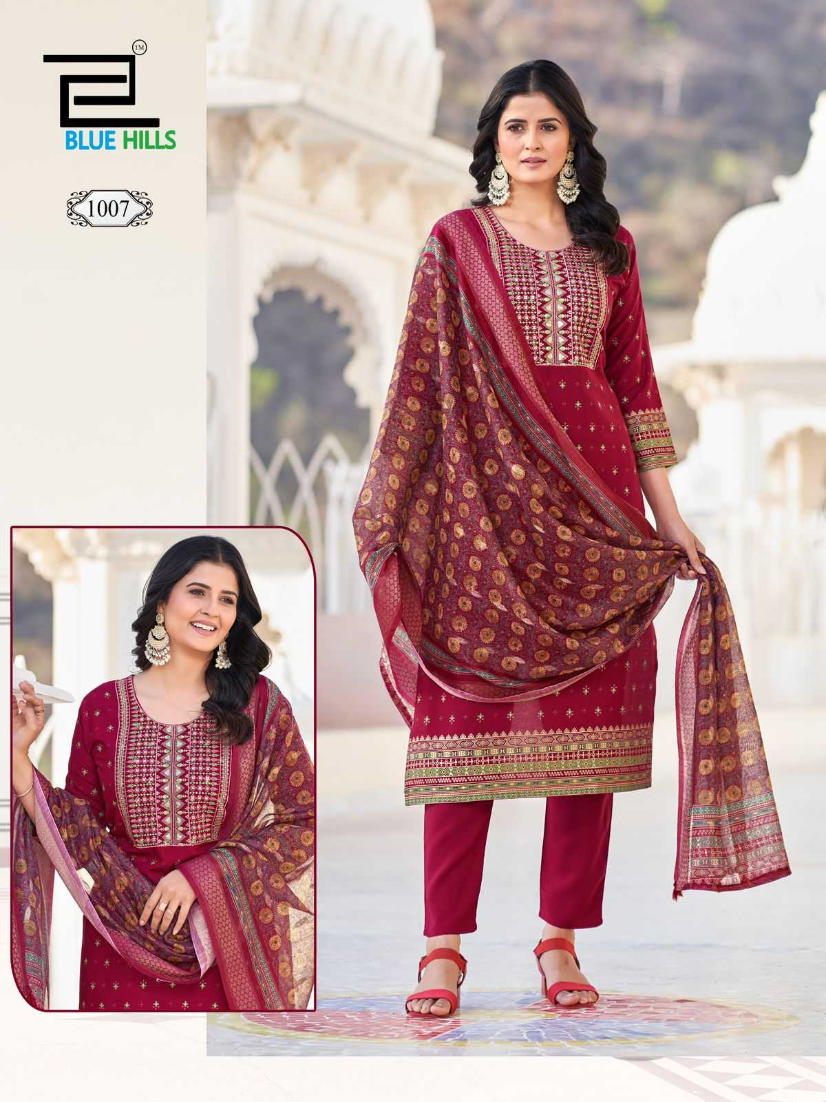 Ynf Rayon RIN190 blue hills-DUPATTA WORLD Setwise Collections Wholesale Kurtis Catalogs Manufacturer