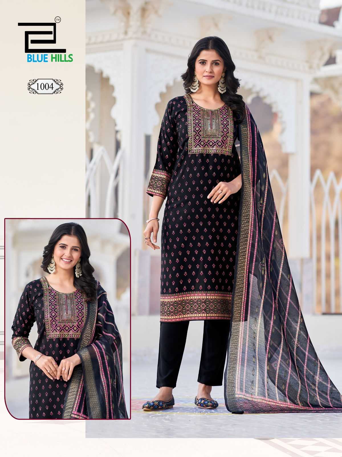 Ynf Rayon RIN190 blue hills-DUPATTA WORLD Setwise Collections Wholesale Kurtis Catalogs Manufacturer