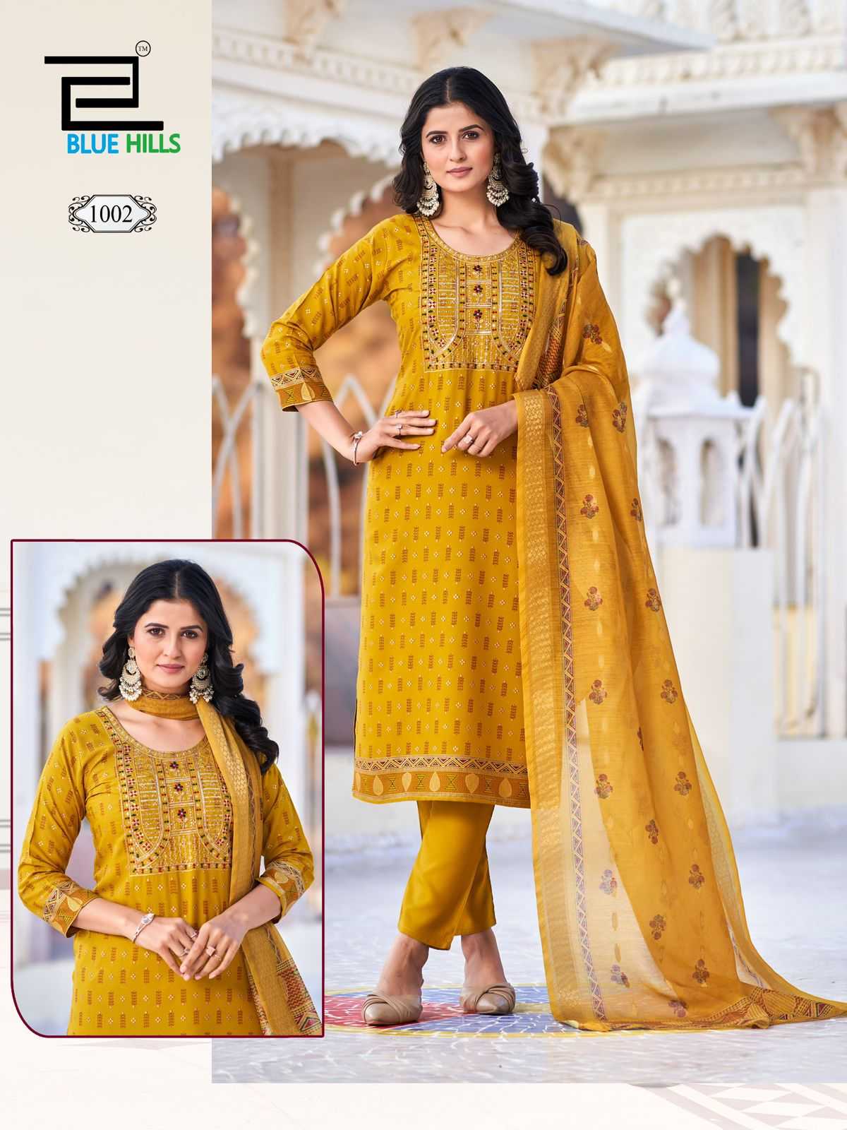 Ynf Rayon RIN190 blue hills-DUPATTA WORLD Setwise Collections Wholesale Kurtis Catalogs Manufacturer