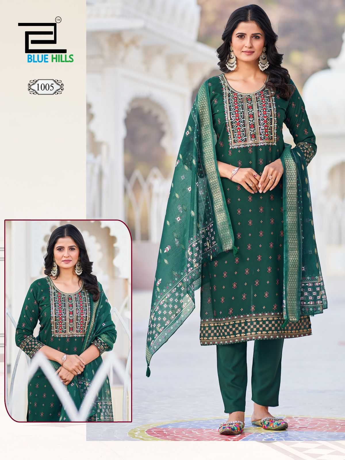 Ynf Rayon RIN190 blue hills-DUPATTA WORLD Setwise Collections Wholesale Kurtis Catalogs Manufacturer