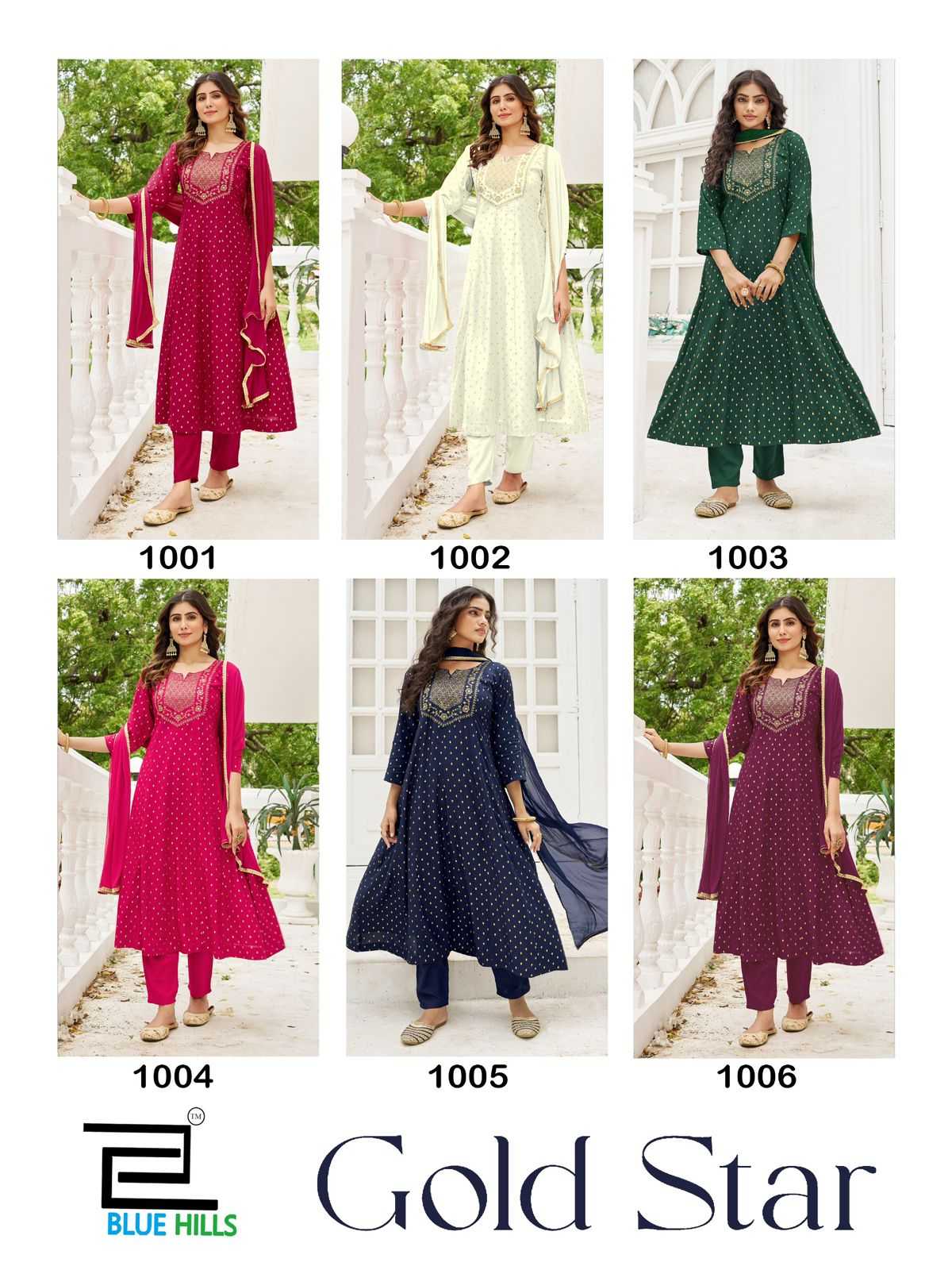 Ynf Rayon RIN190 BLUE HILLS-Gold Star Setwise Collections Wholesale Gowns Catalogs Manufacturer
