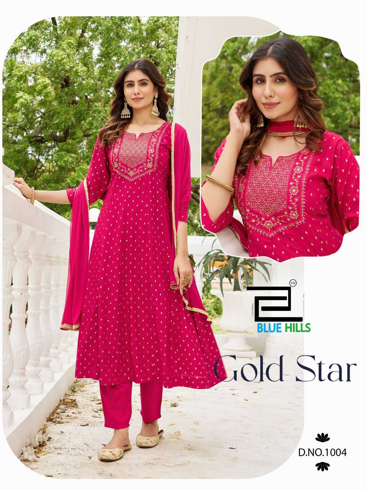 Ynf Rayon RIN190 BLUE HILLS-Gold Star Setwise Collections Wholesale Gowns Catalogs Manufacturer