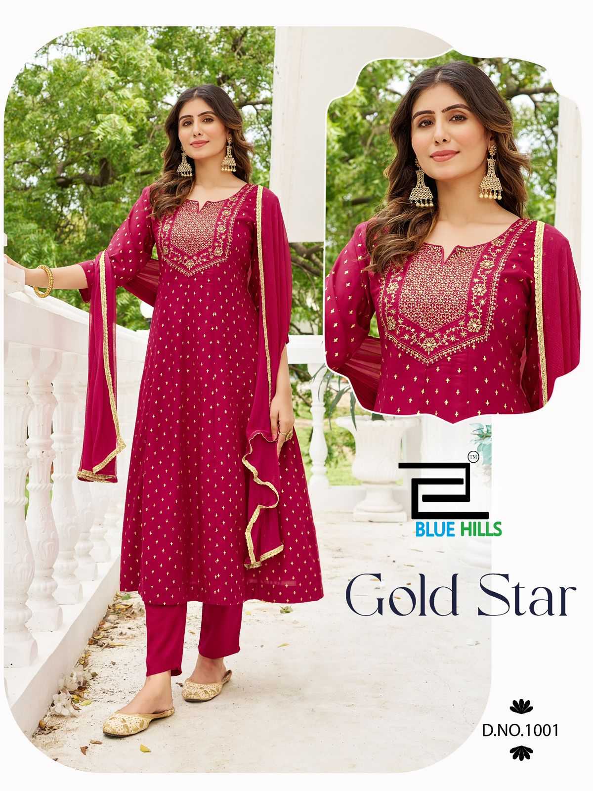 Ynf Rayon RIN190 BLUE HILLS-Gold Star Setwise Collections Wholesale Gowns Catalogs Manufacturer