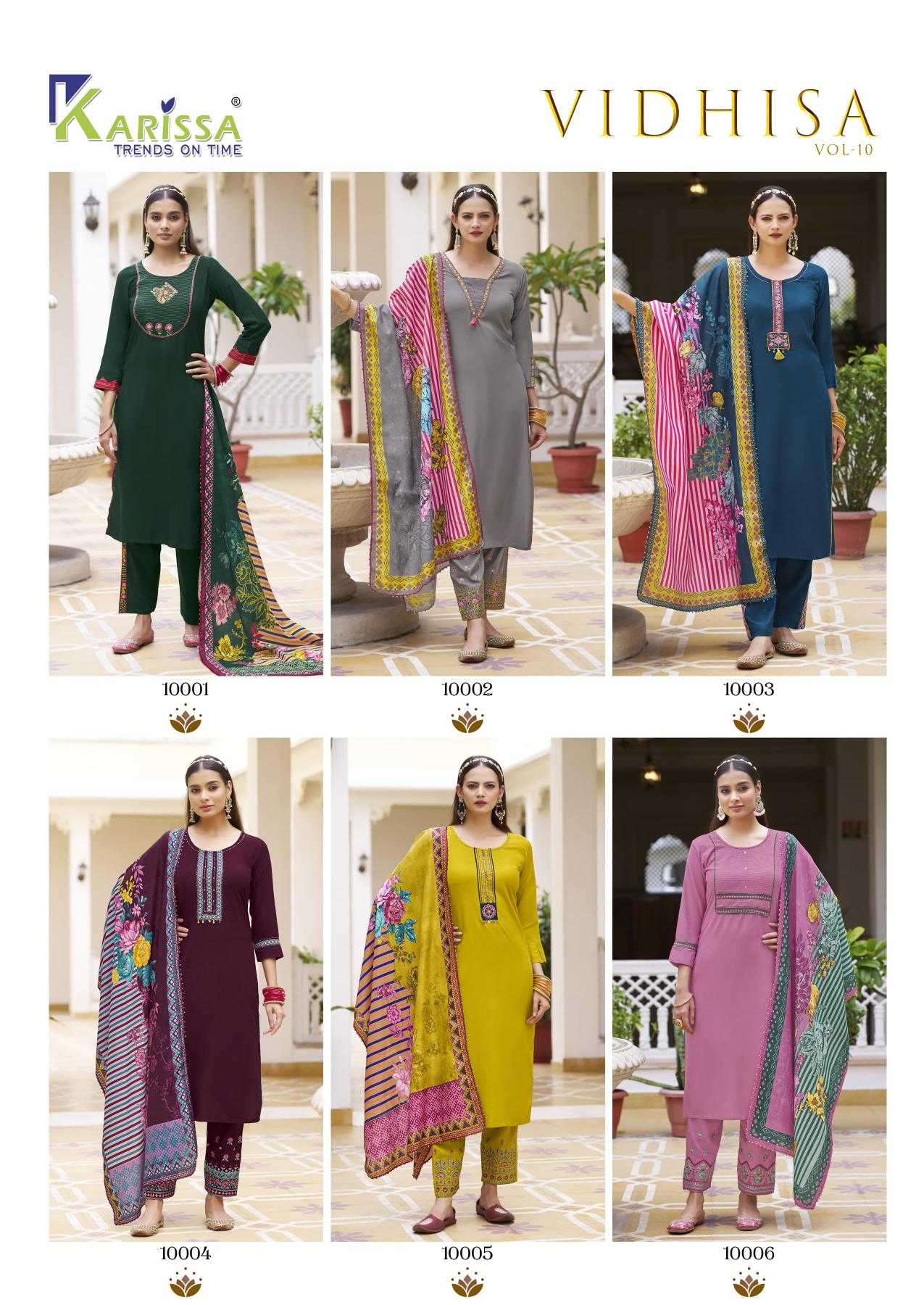 Ynf Rayon RIN190 KARISSA-VIDISHA VOL- 10 Setwise Collections Wholesale Kurtis Catalogs Manufacturer