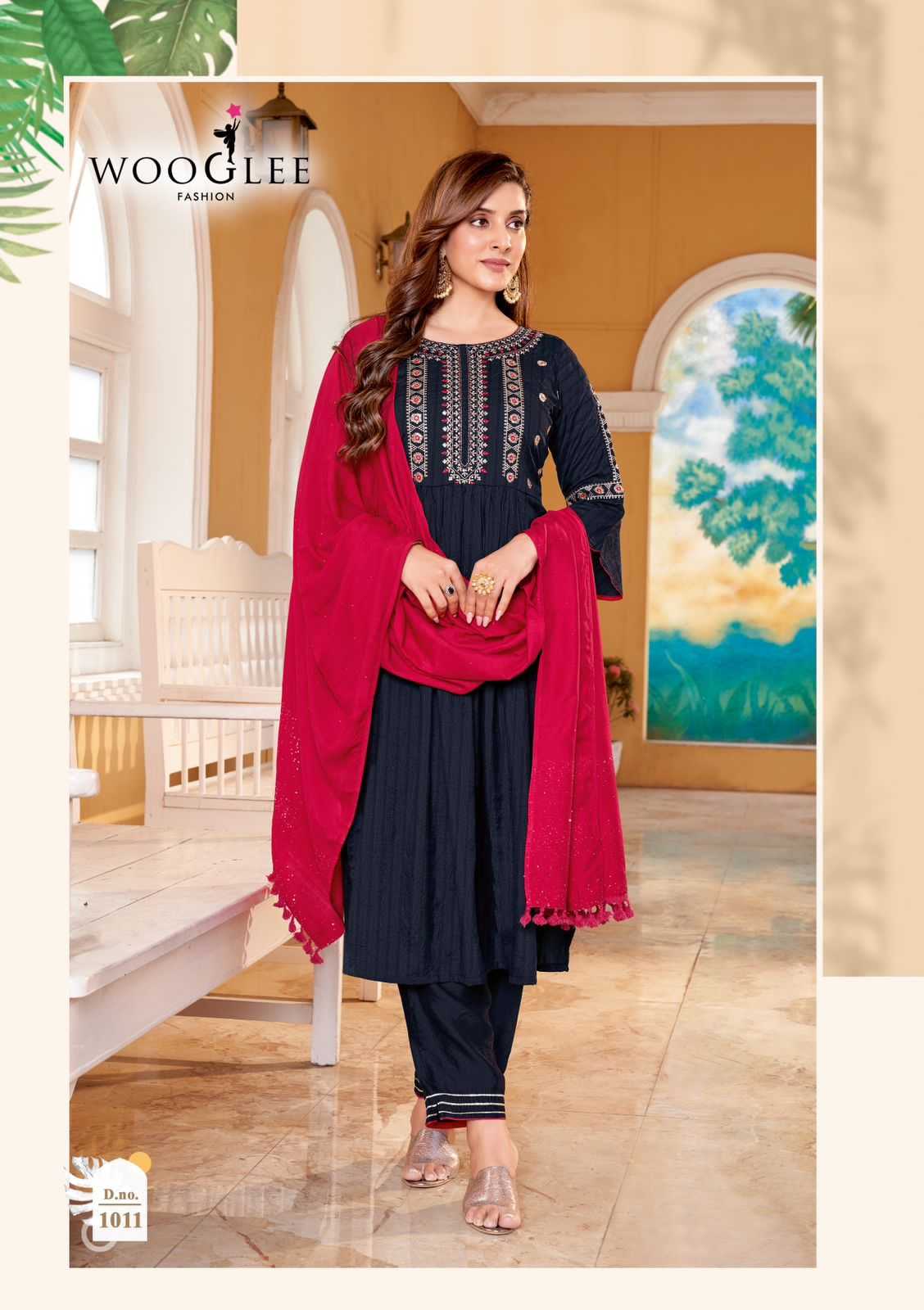 Ynf Rayon RIN190 WOOGLEE-Coral Vol 2 Setwise Collections Wholesale Dresses & Suits Catalogs Manufacturer