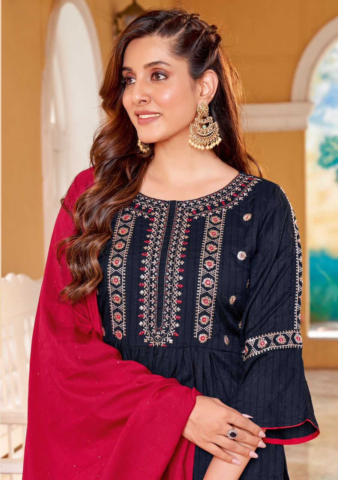 Ynf Rayon RIN190 WOOGLEE-Coral Vol 2 Setwise Collections Wholesale Dresses & Suits Catalogs Manufacturer