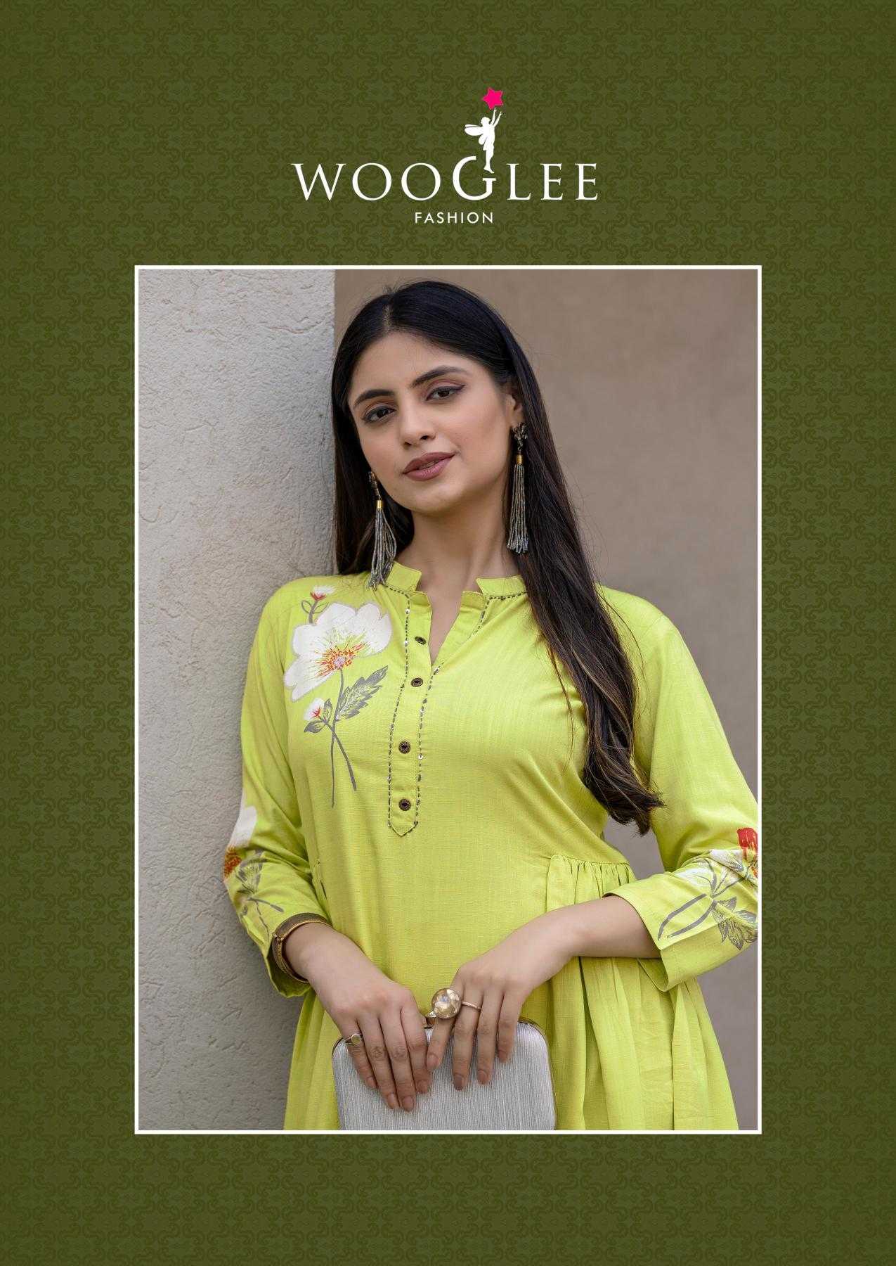 Ynf Rayon RIN190 WOOGLEE-Tulip Vol 2 Setwise Collections Wholesale Kurtis Catalogs Manufacturer