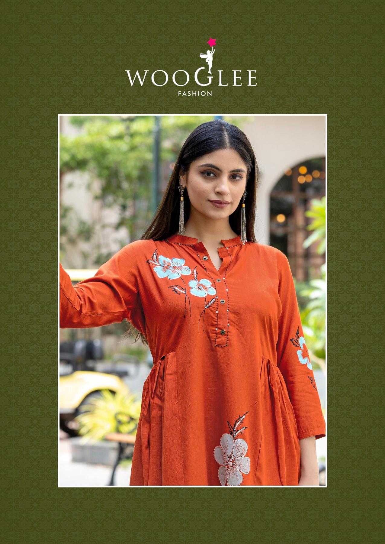 Ynf Rayon RIN190 WOOGLEE-Tulip Vol 2 Setwise Collections Wholesale Kurtis Catalogs Manufacturer