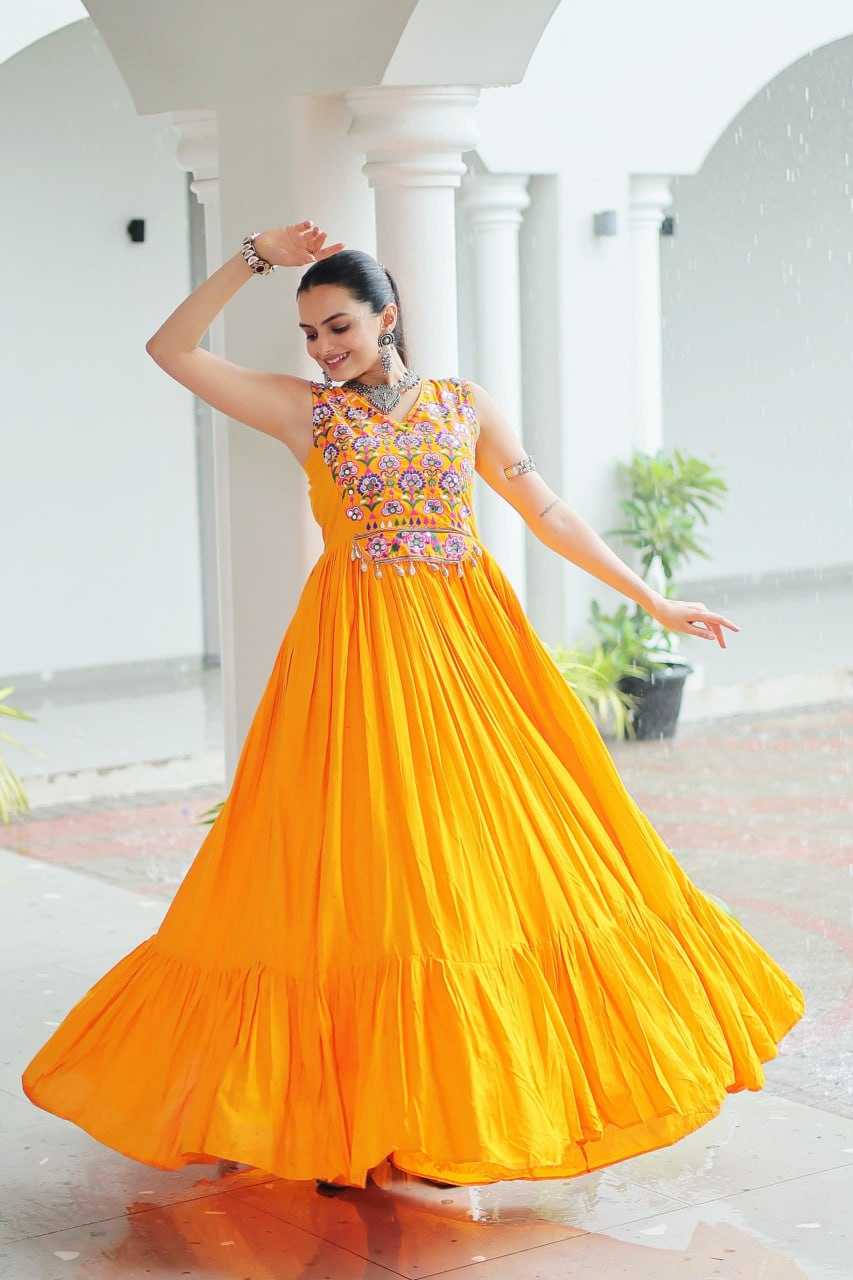 Ynf Reyon Cotton KESH491 9258 Gowns Wedding Collections Wholesale Embroidery Gowns Wedding Gown Haldi Outfits Manufacturer