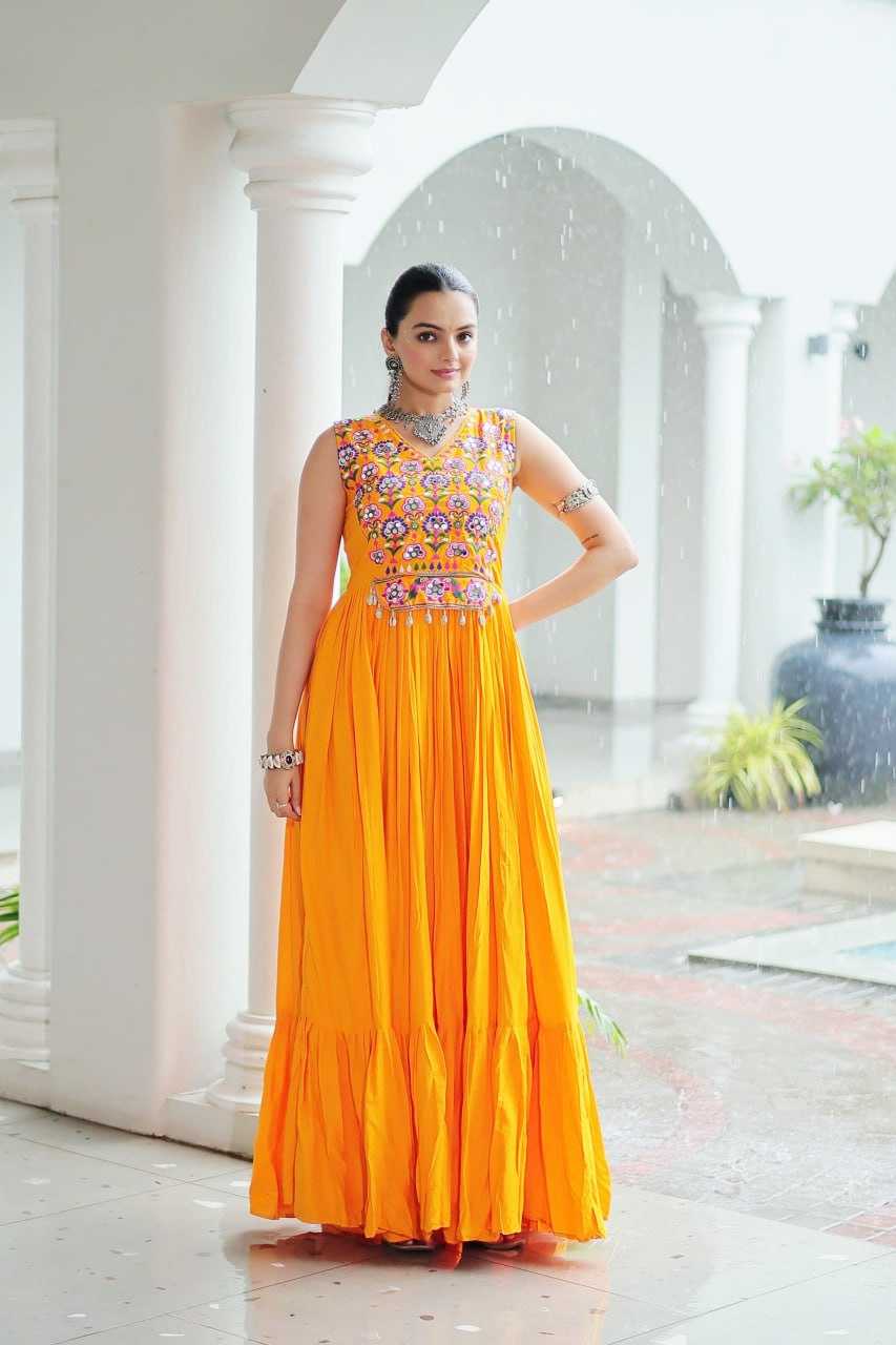 Ynf Reyon Cotton KESH491 9258 Gowns Wedding Collections Wholesale Embroidery Gowns Wedding Gown Haldi Outfits Manufacturer