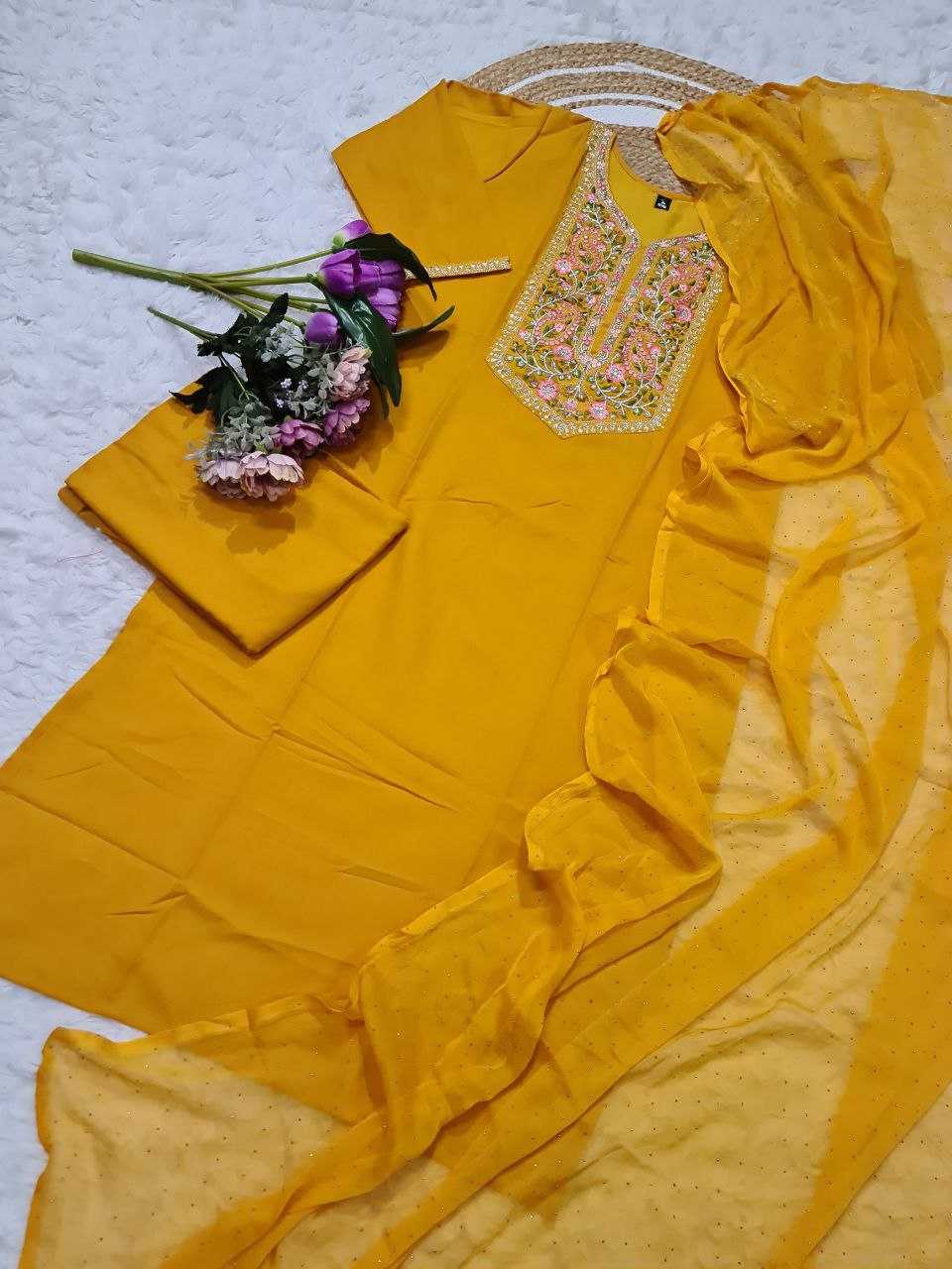Ynf Reyon Cotton KESH529 MUMTAJ Suits & Dresses Wholesale Embroidery Suits Party wear suits Yellow Salwar Suit Manufacturer