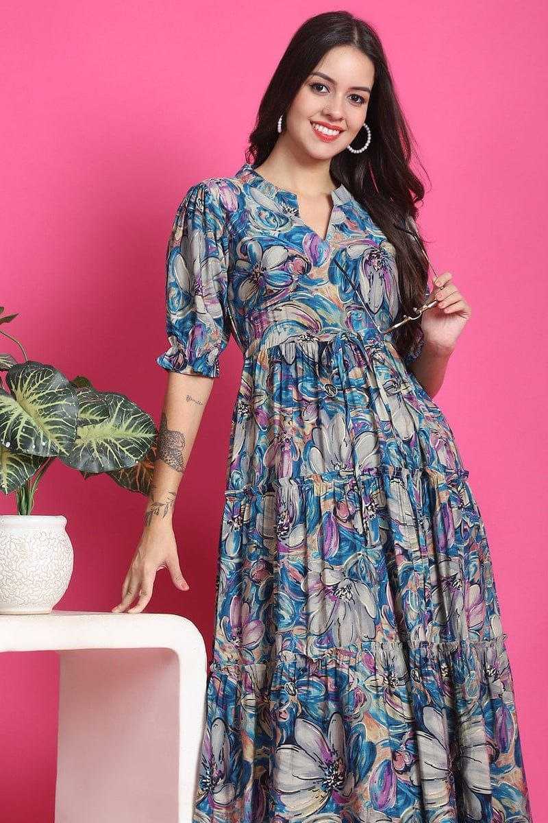 Ynf Reyon Cotton KESH552 94 Gowns Wholesale Printed Gowns Fancy Gowns Long Gowns Manufacturer