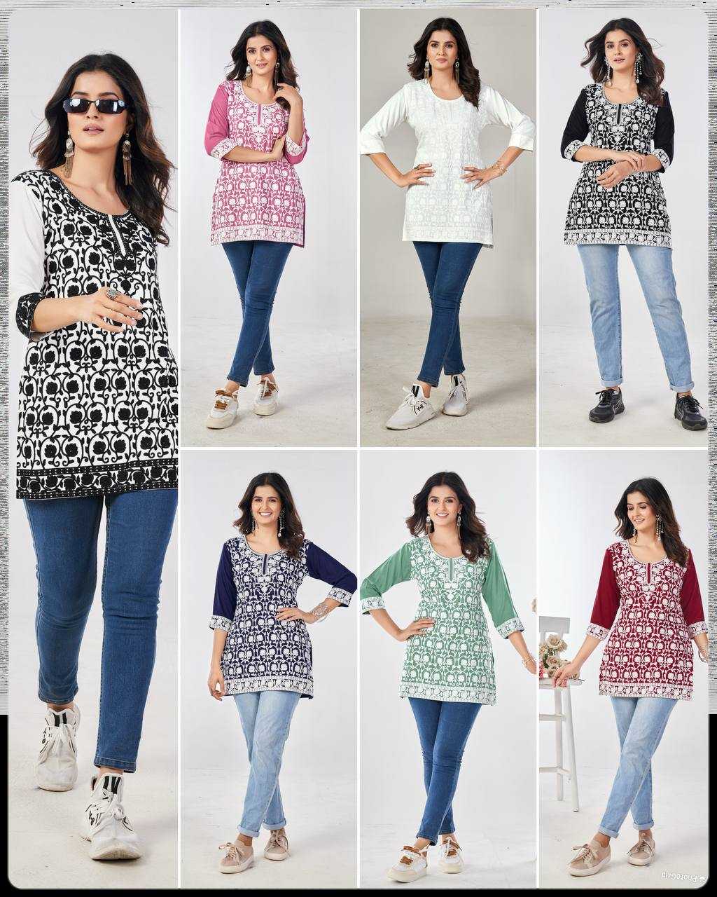 Ynf Reyon Cotton RIN125 Chikankari Kurti Wholesale Short Kurtis Rayon Kurtis Embroidered Kurtis Manufacturer