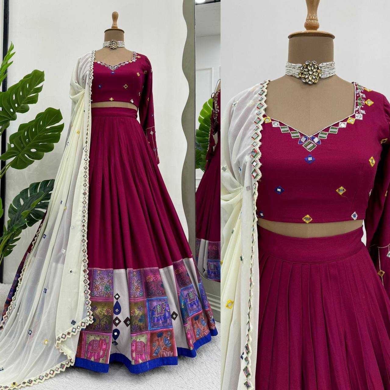 Ynf Reyon Cotton RIN162 290 Lehengas Festive Collections Wholesale Fancy Lehenga Printed Lehenga Mirror Work Lehenga Navratri Chaniya Choli Manufacturer