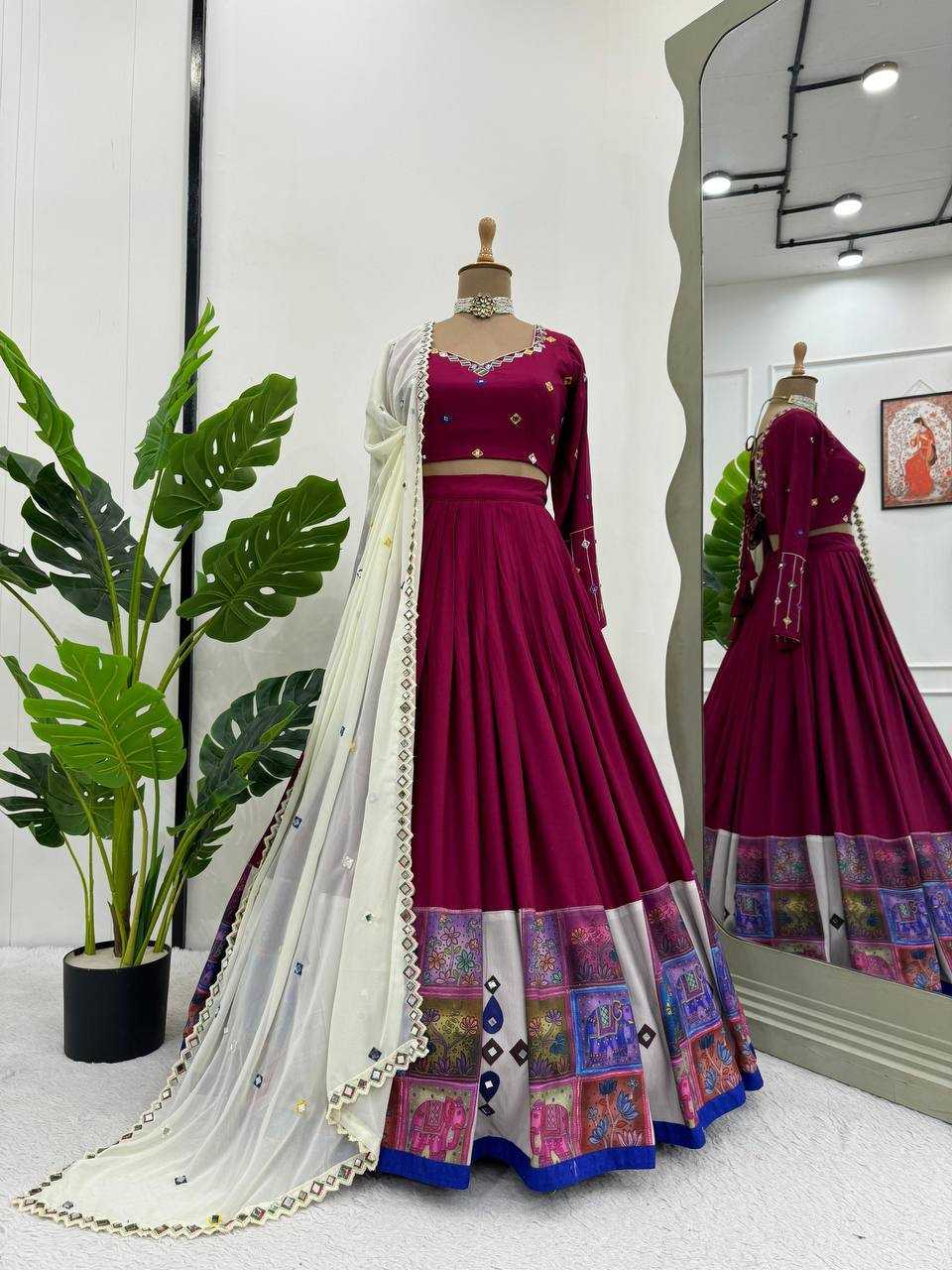 Ynf Reyon Cotton RIN162 290 Lehengas Festive Collections Wholesale Fancy Lehenga Printed Lehenga Mirror Work Lehenga Navratri Chaniya Choli Manufacturer