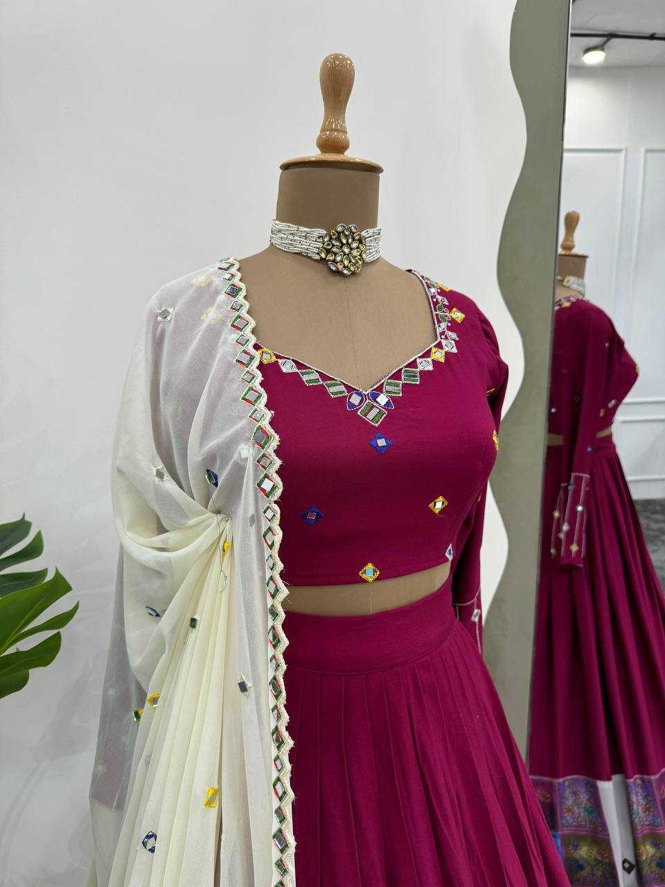 Ynf Reyon Cotton RIN162 290 Lehengas Festive Collections Wholesale Fancy Lehenga Printed Lehenga Mirror Work Lehenga Navratri Chaniya Choli Manufacturer