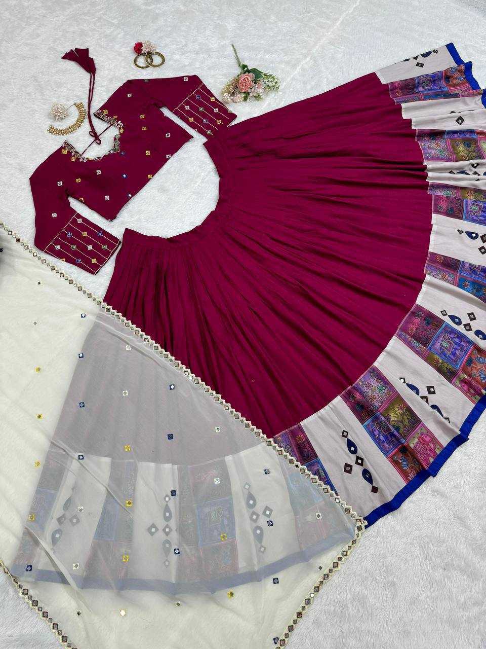 Ynf Reyon Cotton RIN162 290 Lehengas Festive Collections Wholesale Fancy Lehenga Printed Lehenga Mirror Work Lehenga Navratri Chaniya Choli Manufacturer