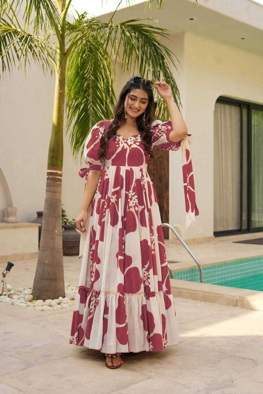 Ynf Reyon Cotton RIN220 MITTHO Gowns Plus Size Collections Wholesale Printed Gowns Fancy Gowns Anarkali Gown Party Gowns Manufacturer