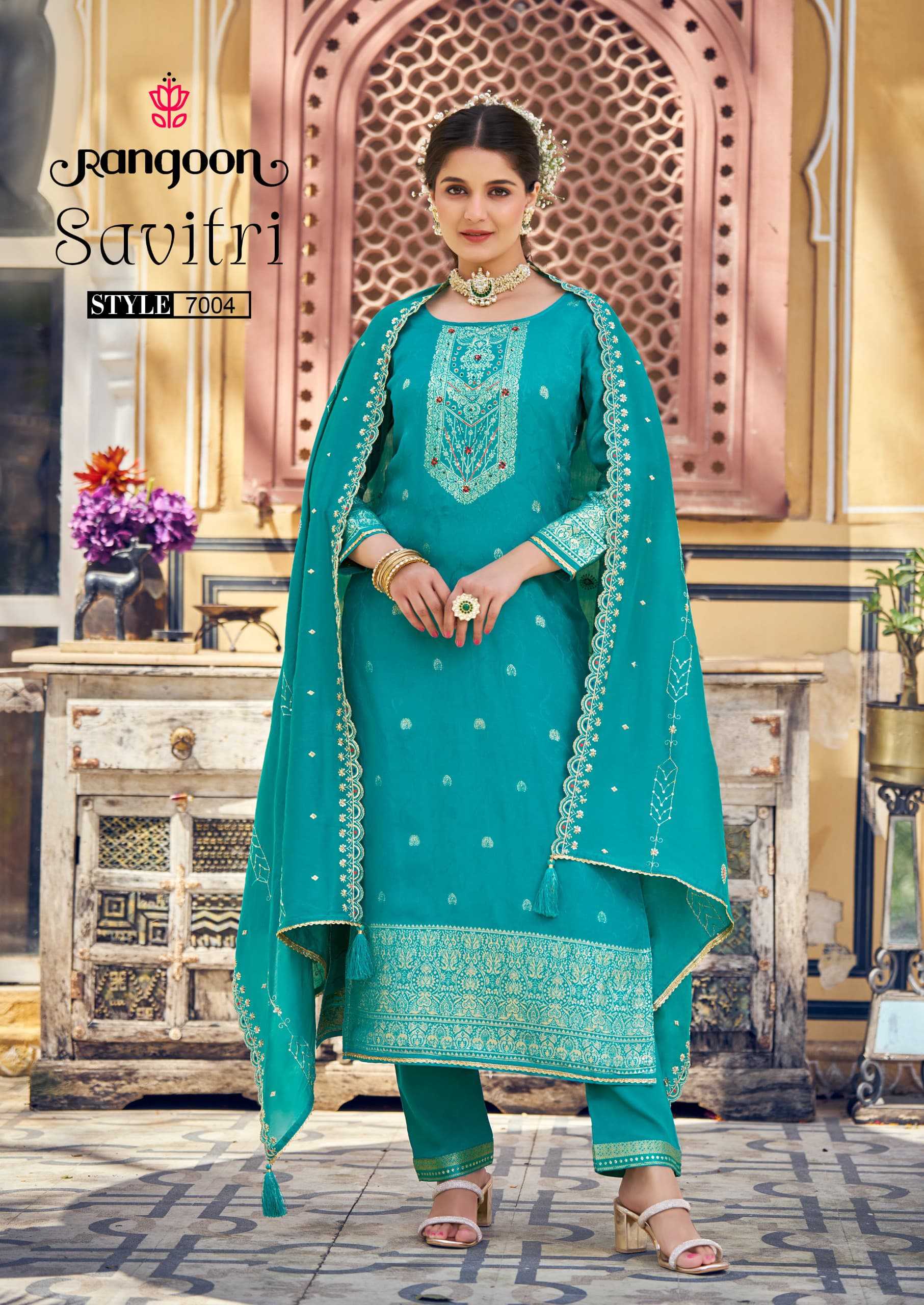 Ynf Russian Silk RIN190 Rangoon-SAVITRI Setwise Collections Wholesale Dresses & Suits Catalogs Manufacturer
