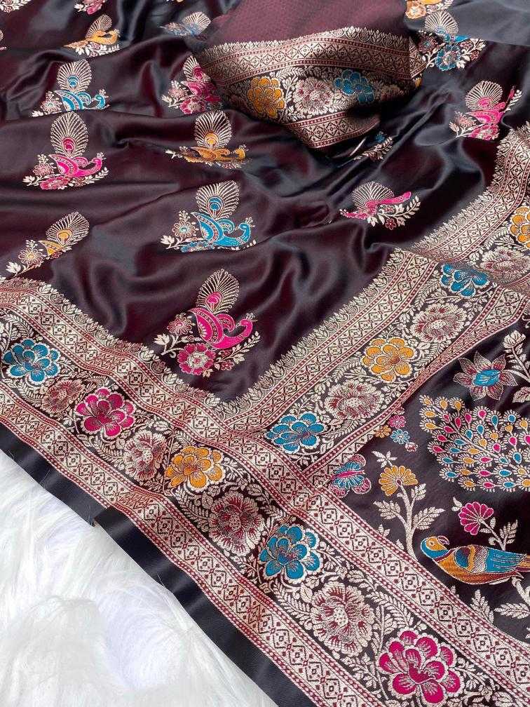 Ynf Satin KESH249 Satin Mor Sarees Wholesale Designer Sarees Fancy Sarees Satin Sarees Manufacturer