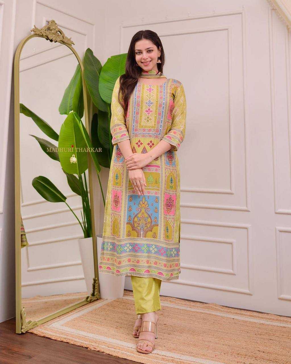Ynf Satin KESH501 ELEMEMT Suits & Dresses Wholesale Printed Suits Ladies Silk Suit Party wear suits Manufacturer