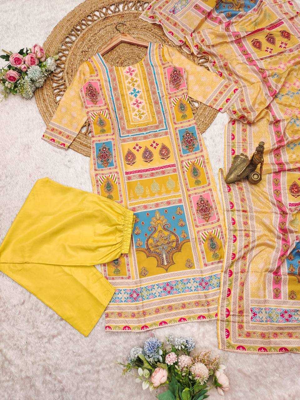 Ynf Satin KESH501 ELEMEMT Suits & Dresses Wholesale Printed Suits Ladies Silk Suit Party wear suits Manufacturer