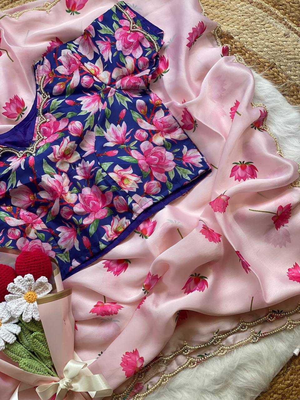 Ynf Satin RIN105 LISA Sarees Wholesale Hand Work Sarees Manufacturer