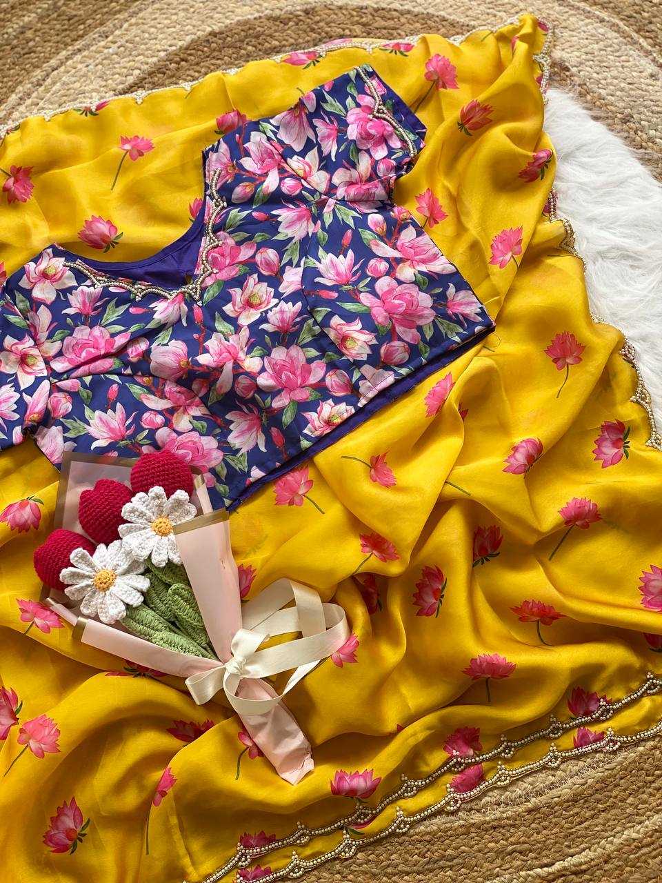 Ynf Satin RIN105 LISA Sarees Wholesale Hand Work Sarees Manufacturer